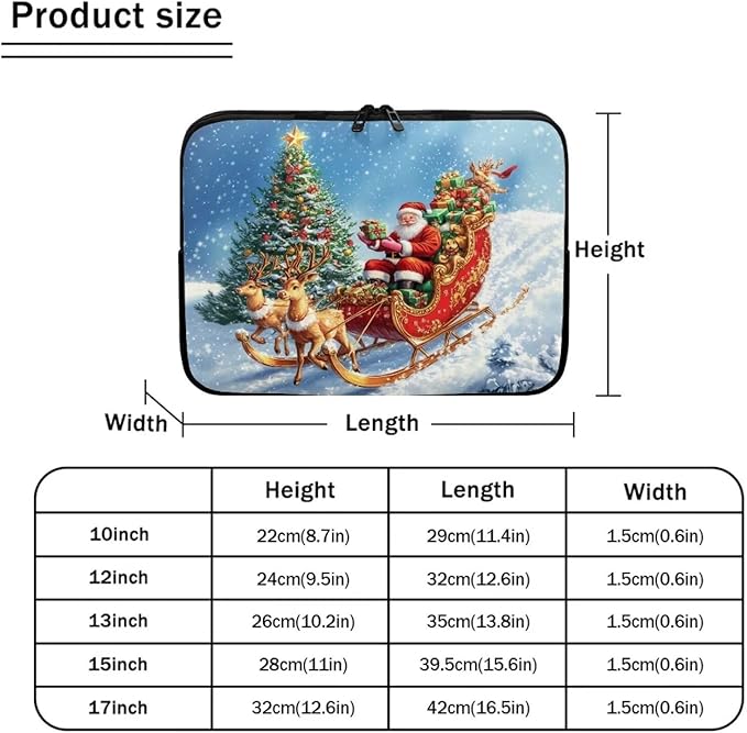 Christmas Deer Laptop Sleeve for Women 15 inch Lap Top Case Slightly Laptop Pouch with Humanize Design Computer Carrying Case Easy to Clean Laptop Accessories Reindeer Tablet Bag