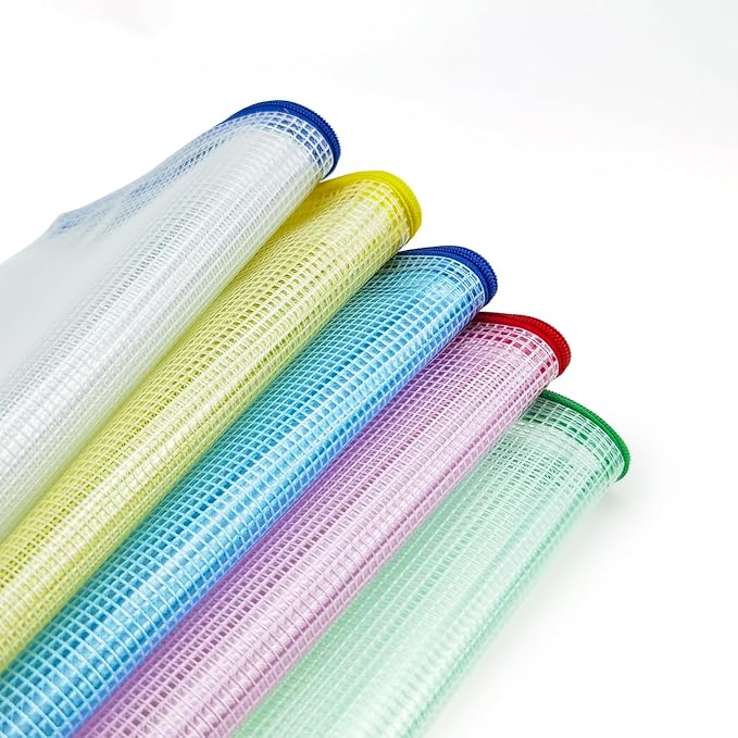 AUSTARK 10 Pcs Zipper File Bags, Waterproof Plastic Mesh Pouch for Office School, Board Game Storage Bags (B5 Size 11.4''x8.2'', Multicolored)