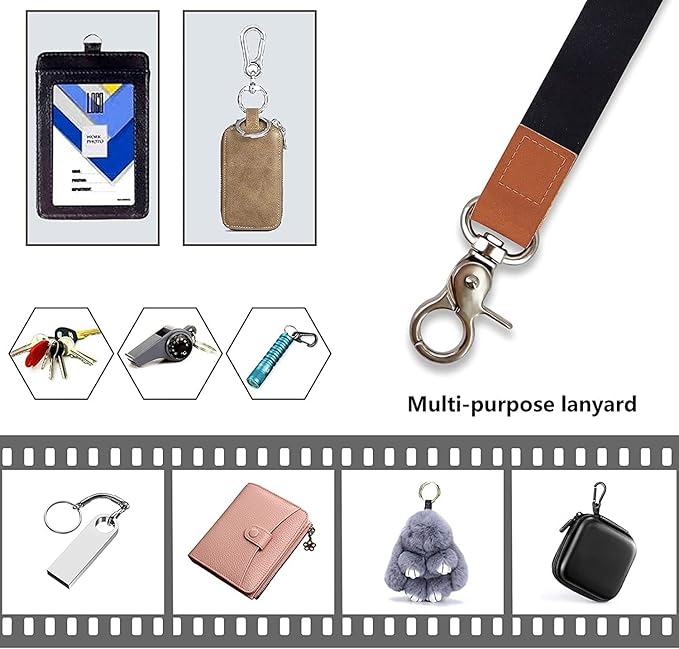 Lanyard, Long Neck Lanyard Key Lanyard, Id Badge Lanyard for Women and Men, Cute Cool Lanyard Strap for Car Keys, Card Holder, Whistle, Keychain, Wallet(Brown)