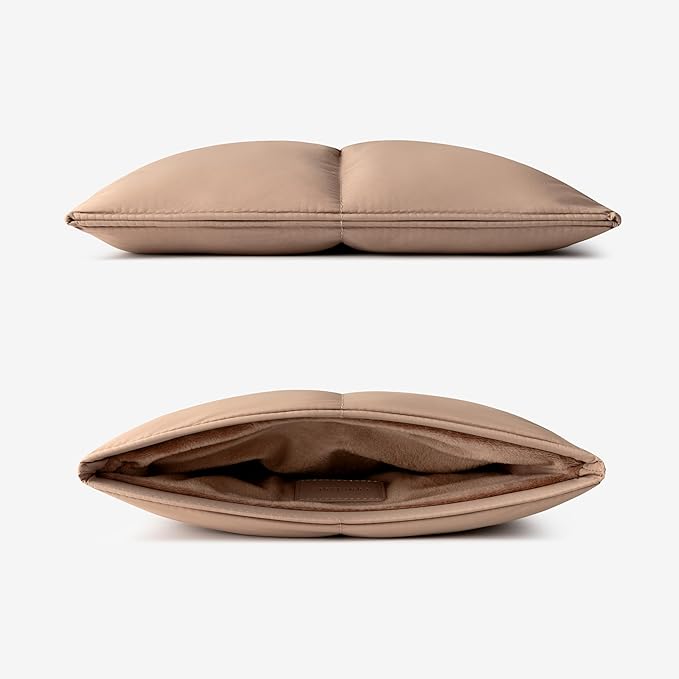 Comfyable Puffy Laptop Sleeve 15 Inch 16 Inch, Quilted Puffer Laptop Carrying Case for Women, Pillow Case Compatible for MacBook Air 15 in M3 2024 & MacBook Pro 16 in 2024 M4, 16 in Puff Cover, Brown
