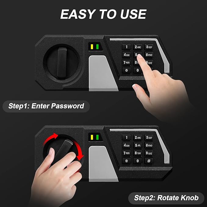 Tenamic Fireproof Safe Box 1.6 Cuft Electronic Digital Security Box, Keypad Medium Lock Box Cabinet Safes with Internal Light, Solid Alloy Steel Office Hotel Home Safe with 2 Passwords, Black