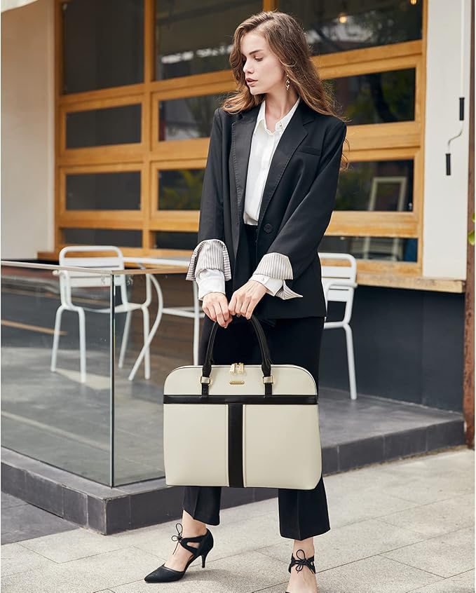 Telena Laptop Tote Bag for Women, 15.6 Inch Shoulder Tote Bag Leather Briefcase for Women, Large Capacity Handbag Bags