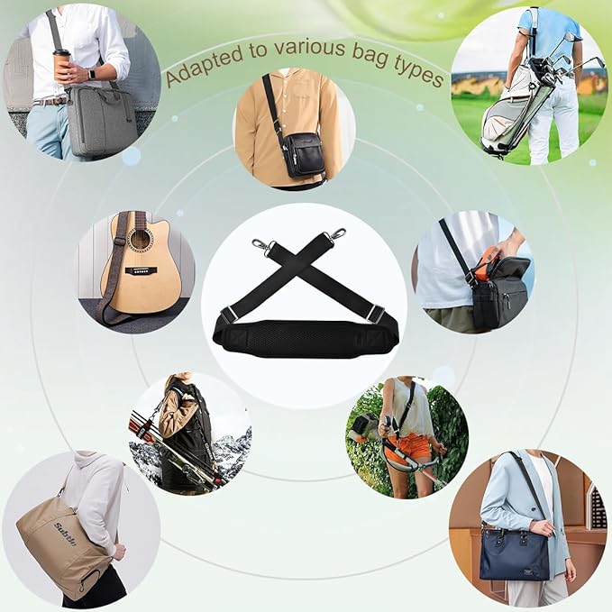 ZINZ Bag Shoulder Strap 78 inch with Ultra Cushion Breathable Pad, Durable Strap with Double Adjustable Buckles and Metal Hooks for D-ring Bags,Black