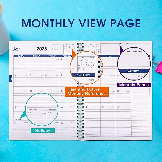 Cheneyboo 2024 Calendar Planner: July 2024-December 2025 Calendar Planner 2024-2025, 7.6"x10.2" Larger Size Planner with Double Inner Pocket, 18 Month Calendar Planner, Black