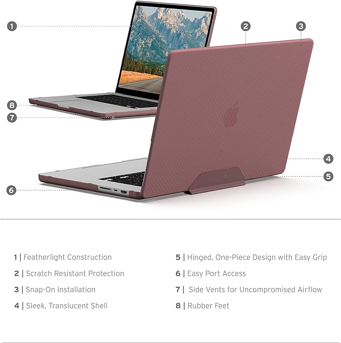 [U] by UAG Designed for MacBook Pro 16 inch Case 2021-2024 M4 M3 Max/Pro (A2991 A3403 A3186) Scratch Resistant Touch ID Dropproof Protective DOT Laptop Cover, Translucent Abuergine