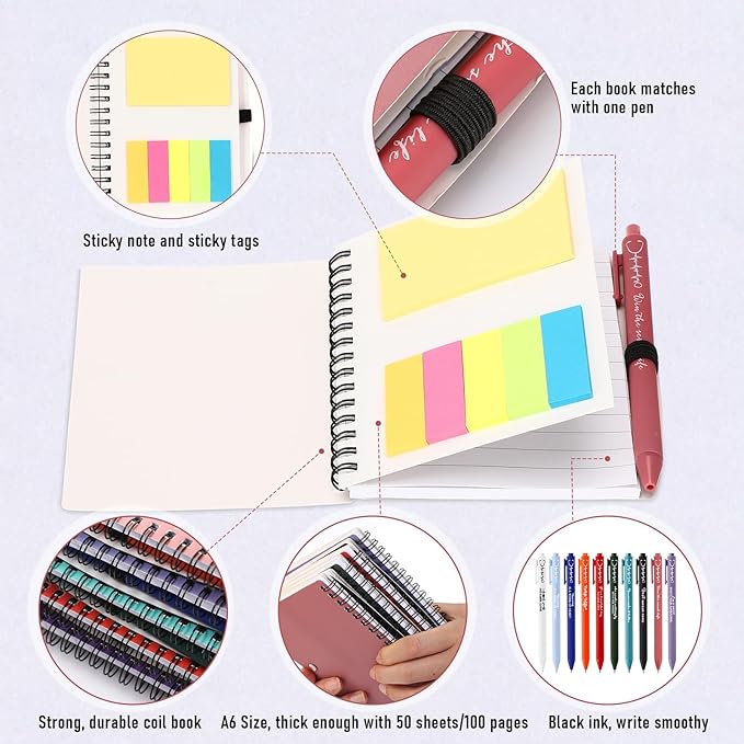Jetec 40 Sets 2025 Nurse Appreciation Gift Thank You Gifts for Medical Nursing Assistants Inspirational Spiral Notebook Journal with Sticky Note Notepad Ballpoint Pen Bulk for Nurse Coworker Doctor