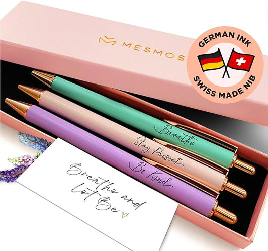 MESMOS Pastel Pens, Mindfulness Gifts, Inspirational Fancy Pens for Women, Wellness & Spiritual Gifts, Self Love Self Care Gifts, Journaling Pens, Cute Pen Set, Luxury Pretty Pens, Relaxing Gifts