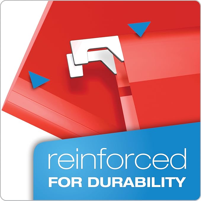 Pendaflex Reinforced Hanging Folders, Letter Size, Assorted Colors 1/5 Cut, Tabs and Inserts, 25 Per Box (41522AMZ)
