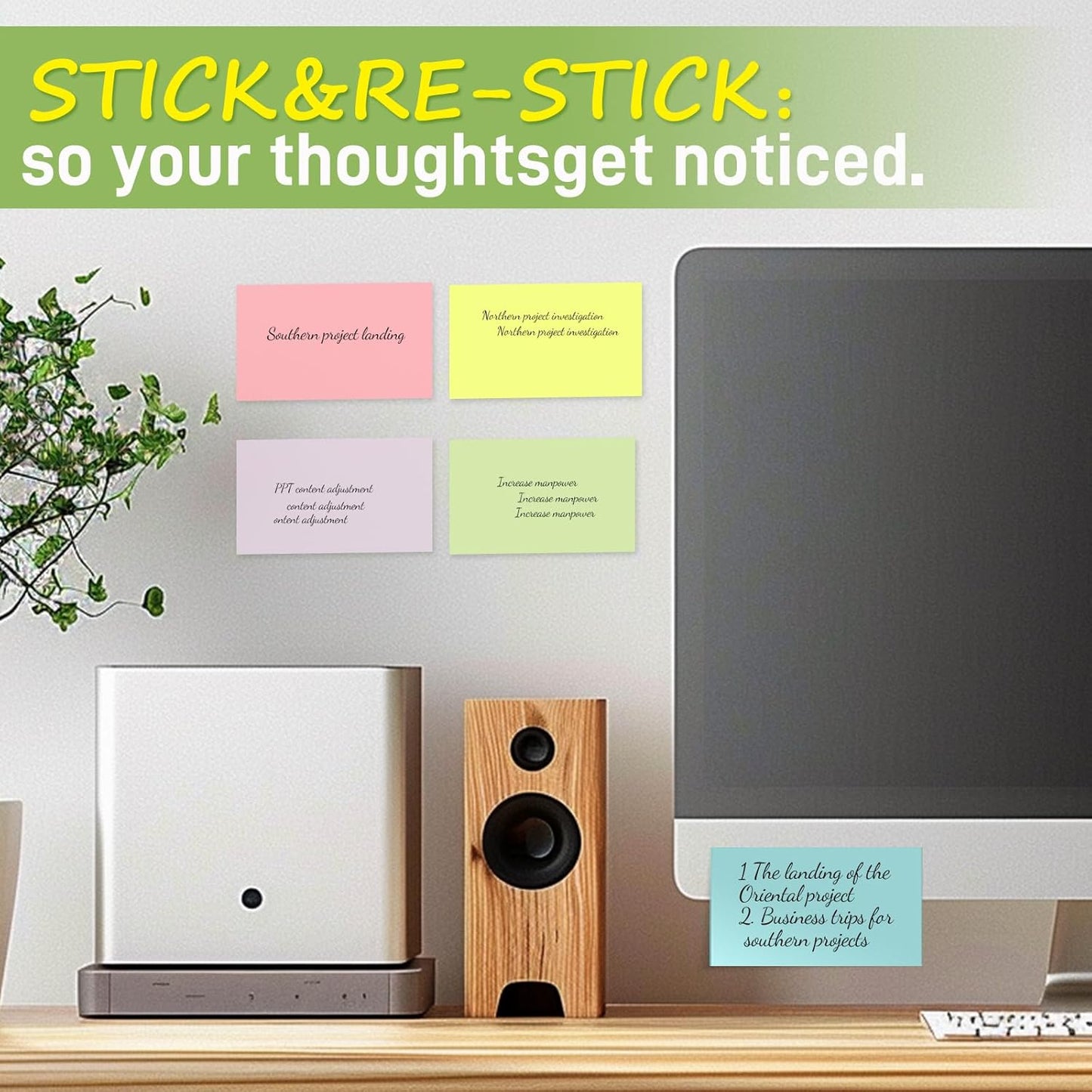 960 Sheets 3x5 Inches Large Sticky Notes,Self-Stick Post Stickies Colorful Super Sticking Power Memo Pads for Teacher Supply,School and Office