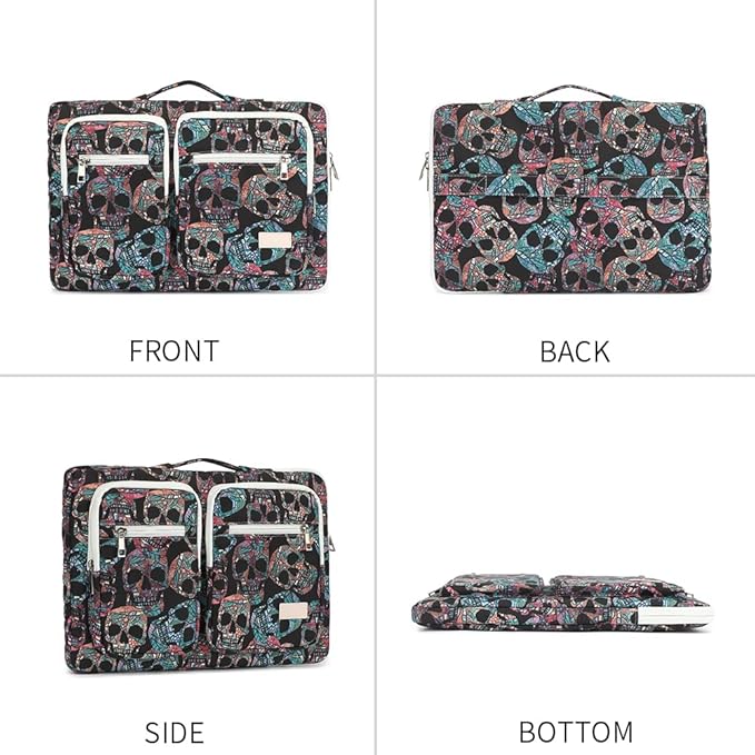 canvaslife 360° Protective Laptop Sleeve Case Bag Cover with Handle For iPad 12.9 inch,MacBook Pro Air 13" and 12.5 inch-13.3 inch Laptop (Skull)