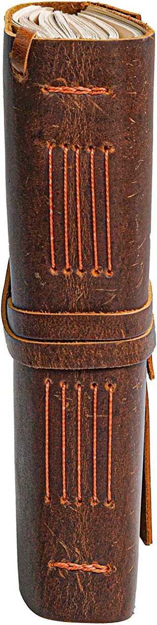 Leather Notebook - Rustic Handmade Vintage Leather Bound Journals for Men and Women - Leather Craft Unlined Paper 300 Pages, Leather Book Diary Pocket Notebook, Diary to Write in (7.5" x 10" Inch)