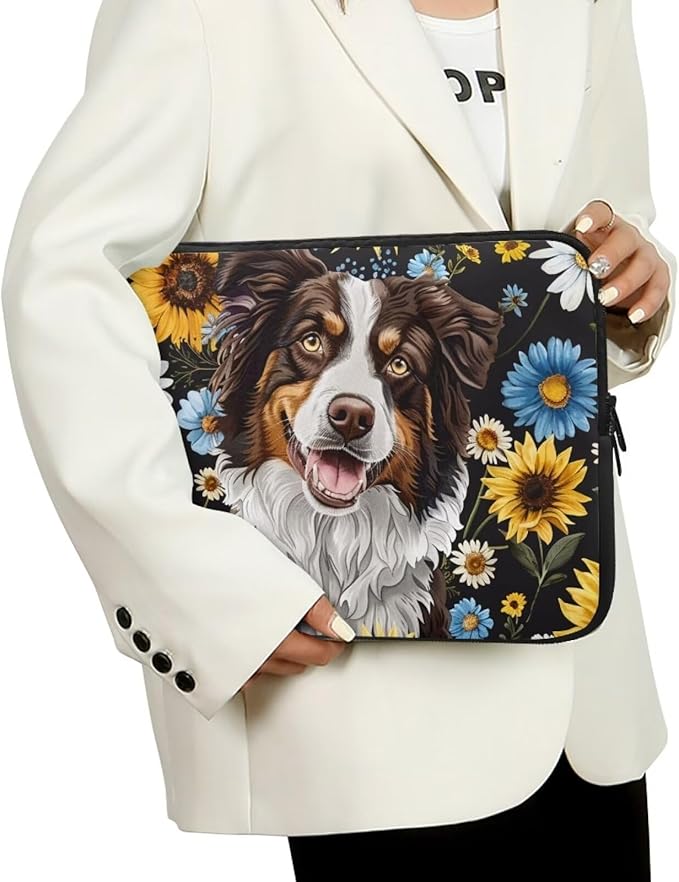 Bernese Mountain Dog Printed Computer Bags for Laptops, Sunflower Daisy Printed 10 Inch Laptop Bag Laptop Briefcase Travel Case for Women Men Teens, Compatible with Most Laptops