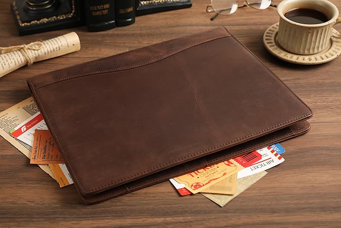 Personalized Leather Portfolio for Lefty, Engraved Leather Clipboard Portfolio Binder, Custom Leather Padfolio Leather Legal Portfolio, Christmas Gift for Him/Her (Clipboard, Khaki-Custom)