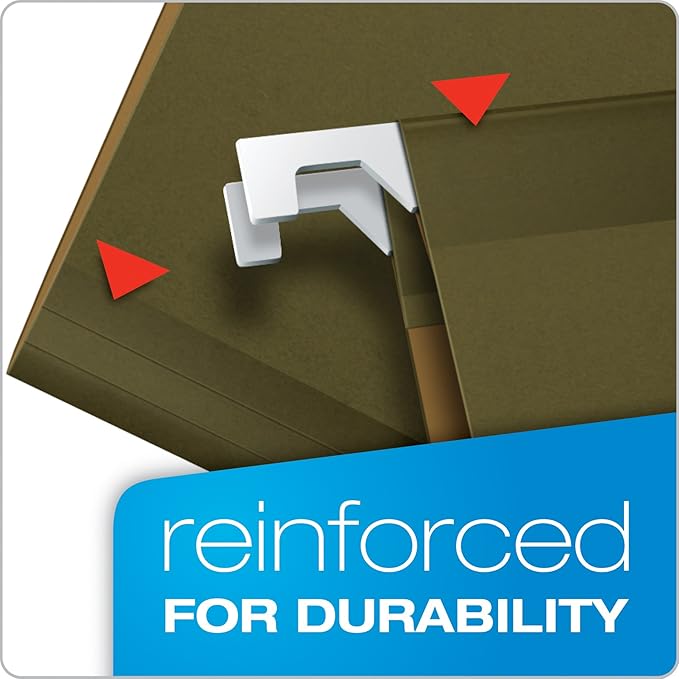 Pendaflex Extra Capacity Reinforced Hanging File Folders, Letter Size, Standard Green (04152X2) and Pendaflex Hanging File Folders, Letter Size, Standard Green, 1/5-Cut Adjustable Tabs (81602)