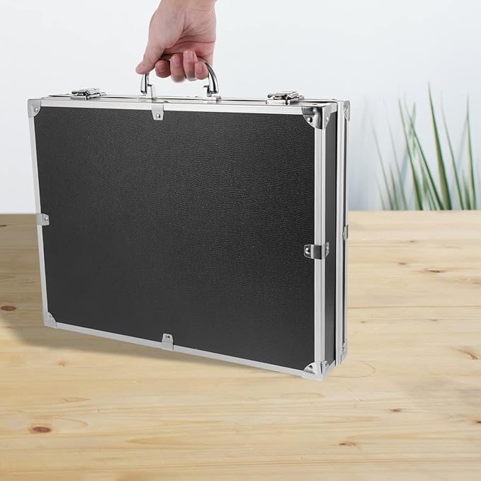 ERINGOGO Aluminum Briefcase - 11 Inch Hard Laptop Briefcases with Lock, Multifunctional Attache Case Black 37x28.5x7.5cm