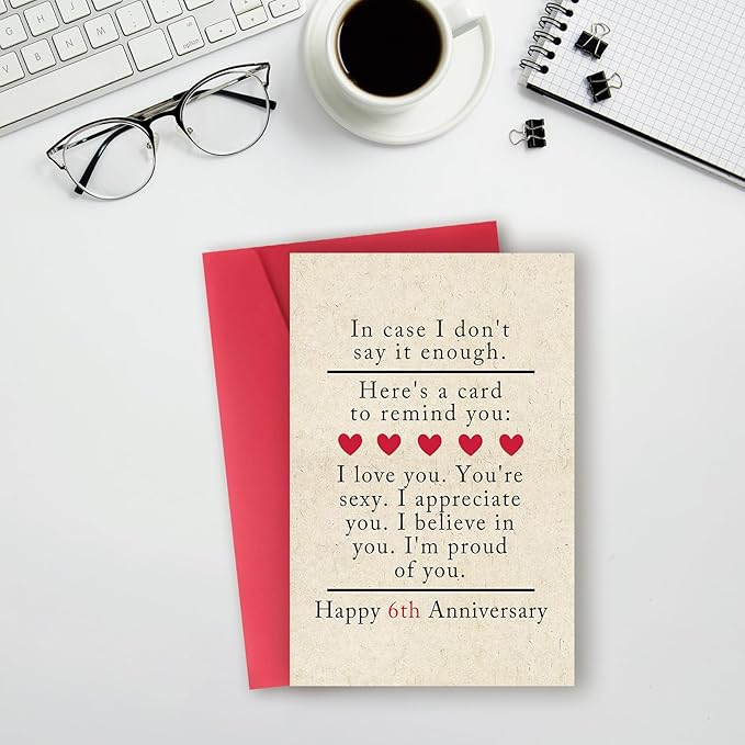 6 Year Anniversary Card Gifts for Him Her,Happy 6th Anniversary Card for Woman Men,Iron Anniversary Card Gifts for Husband Wife,6th Wedding Anniversary Card