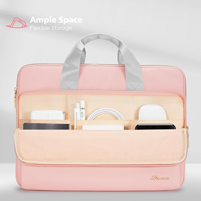 KIZUNA Laptop Sleeve Case 15.6 Inch Computer Carrying Handbag for 16" MacBook Pro M1 M2 M3 Max/16 Lenovo IdeaPad Flex 5i/Thinkbook 16+ /15.6" HP Envy x360 15/Dell XPS 15/LG Gram 15, Pink