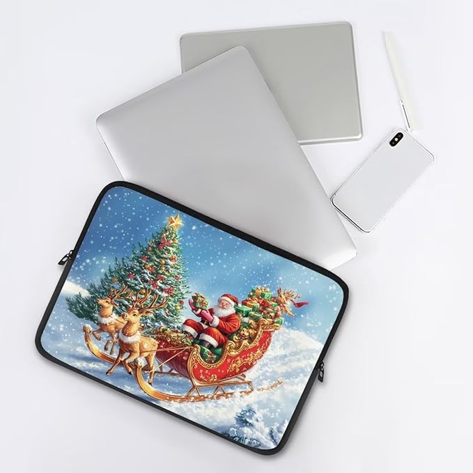 Christmas Deer Laptop Sleeve for Women 15 inch Lap Top Case Slightly Laptop Pouch with Humanize Design Computer Carrying Case Easy to Clean Laptop Accessories Reindeer Tablet Bag