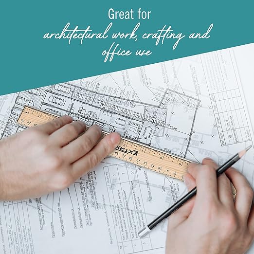 Rulers 24 Pack - Rulers 12 Inch, Wood Ruler with Metal Edge Greta for School, Classroom, Home, and Office