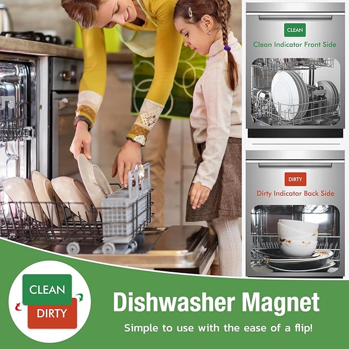 Magnetic Dry Erase Board: Small Fridge Whiteboard, Flexible Refrigerator Magnet White Board, Blank Writing Note Sheet with Dishwasher Magnet Clean Dirty Sign, 4 Markers & Eraser - 20 x 13