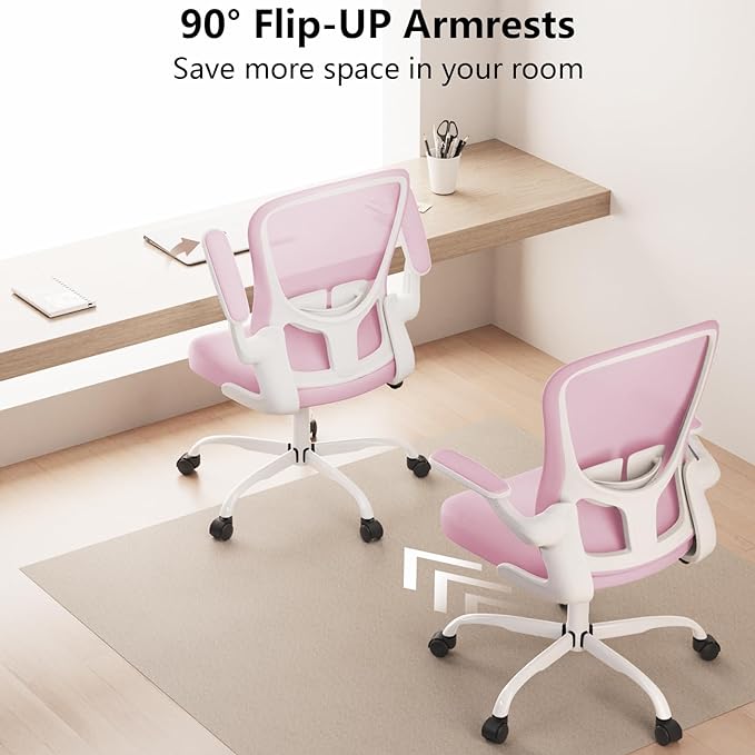 Ergonomic Office Chair, Comfort Swivel Home Office Task Chair, Breathable Mesh Desk Chair, Lumbar Support Computer Chair with Flip-up Arms and Adjustable Height