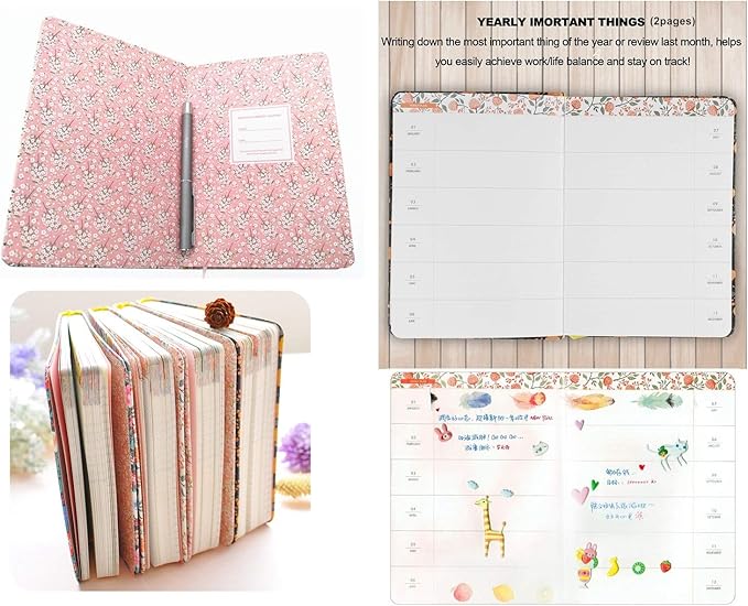 Flowery Journal, Planner Notebook and Calendar Schedule Organizer (Green Tropical, A6(7 inch))