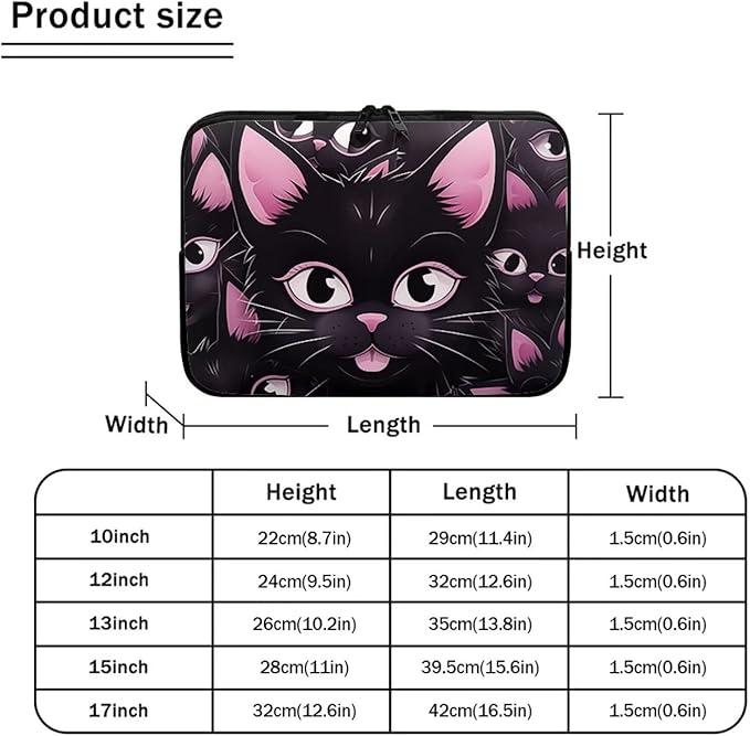 Black Cat Printed Laptop Briefcase for Women Men, Waterproof 17 Inch Laptop Bag Messenger Bag Lightweight Laptop Case for Office Business Traveling Daily Use, Gift for Father