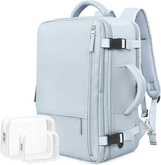 Travel Backpack for Men Women, TSA Friendly Flight Approved Carry-on Luggage Hand Backpack Underseat Personal Item, Business Work Gym Bag, Travel Essentials, Light Blue
