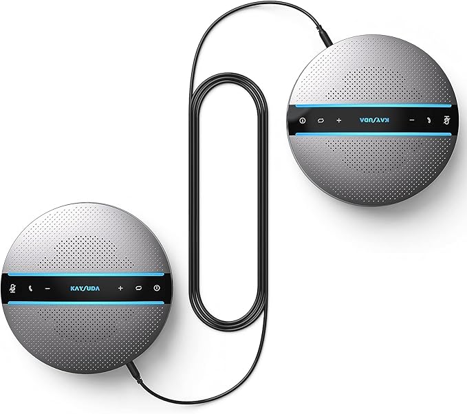 Bluetooth Conference Speakerphone SP300KIT 2pk Bundle, up to 16 Attendees, 18H Call Time, 360°Voice Pick-up 2x6 AI Echo & Noise Canceling Microphones, Daisy Chain