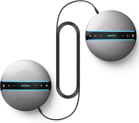 Bluetooth Conference Speakerphone SP300KIT 2pk Bundle, up to 16 Attendees, 18H Call Time, 360°Voice Pick-up 2x6 AI Echo & Noise Canceling Microphones, Daisy Chain