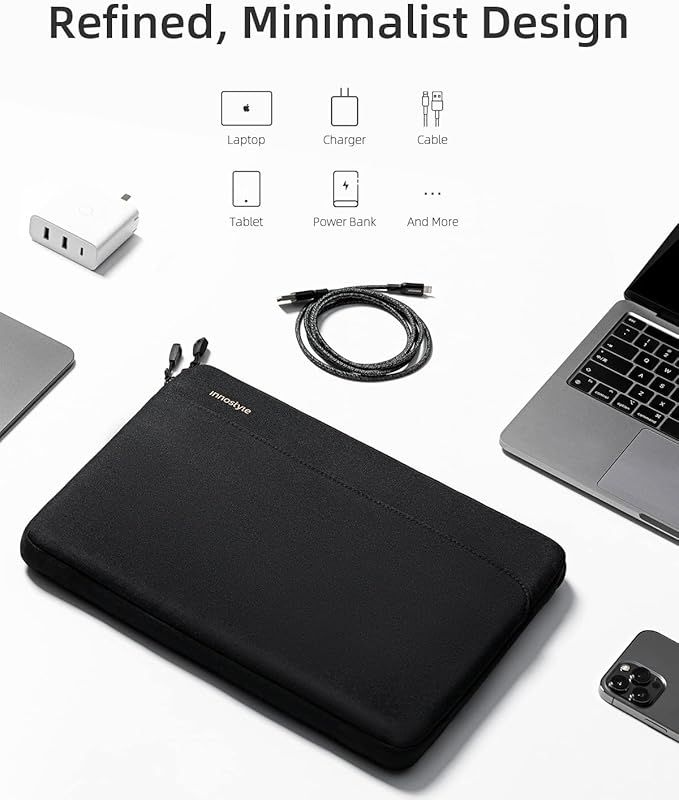Protective 16 Inch Laptop Sleeve for 15 16 MacBook Air/Pro, 15.6 16 HP Dell Lenovo Asus Notebook - Shockproof, Water-Resistant with Accessory Pocket (Black, 16 inch)
