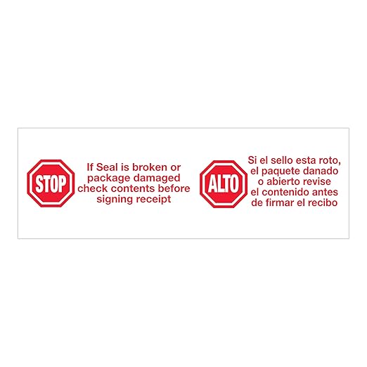 Aviditi Tape Logic 2 Inch x 110 Yard 2.2 Mil Red/White, Heavy Duty Packing Tape, "Stop/Alto" 36 Pack, Perfect for Packing, Shipping, Moving, Home and Office