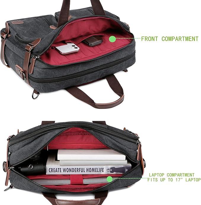 BAOSHA Convertible Briefcase Backpack 17 Inch Laptop Bag Case Business Briefcase HB-22