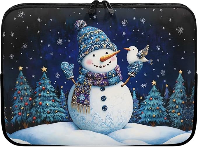 Cute Snowman Computer Sleeve for Women 13 inch Laptop Sleeve Christmas Lap Top Case with Multiple Uses Tablet Bag Teen Girls Laptop Carrying Case Briefcase