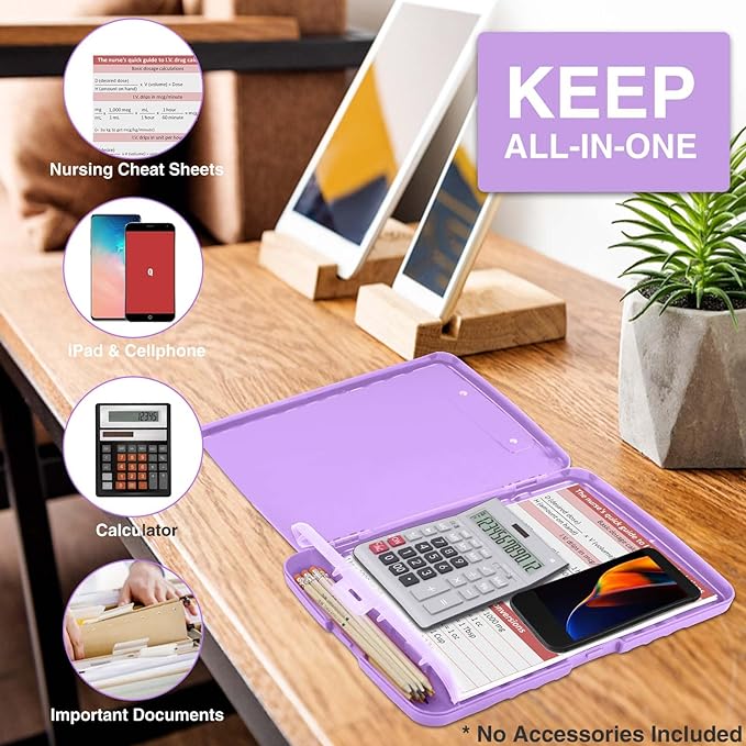 Sooez Clipboard with Storage, High Capacity Nursing Clip Boards with Pen Holder, Heavy Duty Plastic Storage ClipboardS with Low Profile Clip, Clipboard Folder, Teacher Must Haves Office Supplies