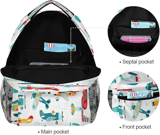 AUUXVA Custom School Backpack for Boys Kids with Name/Text Personalized Bookbag Add Your Name Customized Backpack Color Helicopter Airplane School Bag Laptop Backpack Travel Camping Daypack