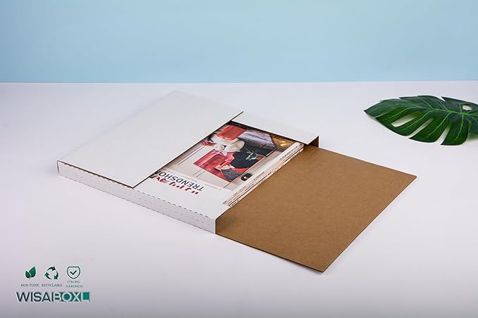 White Vinyl Record Mailers 12.8x12.8x1 Inch LP Mailing Corrugated Cardboard Boxes, Easy-Fold, Multi-Depth Album Shipping Boxes with Fragile Stickers, 50-Pack