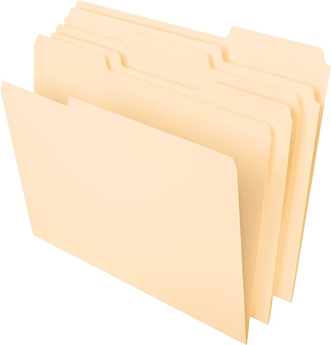 Pendaflex Hanging File Folders, Letter Size, Assorted Colors (81663) and Pendaflex File Folders, Letter Size, Manila, 1/3-Cut Tabs (65213)