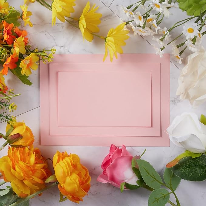 50 Sheets Blank Cardstock Paper 250 GSM Thick Heavy Cards Stock for DIY Art Projects, Card Making, Postcards, Greeting Cards, Birthday Party, Wedding Invitation (Pink, 5x7 inches)