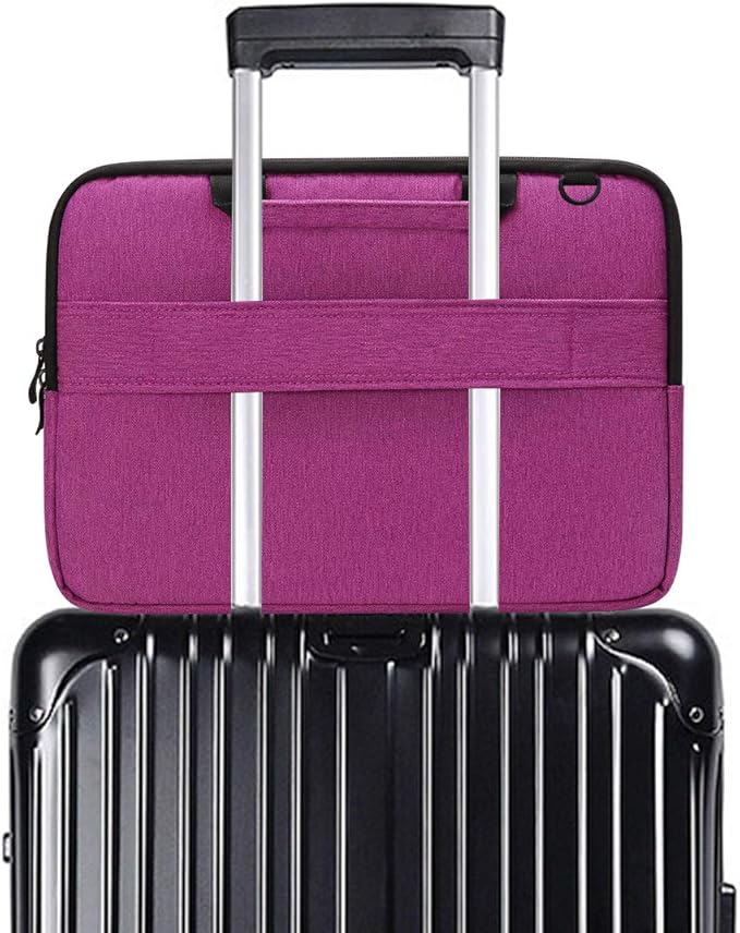 iCozzier 13-13.3 Inch Handle Laptop Briefcase Shoulder Bag Electronic Accessories Organizer Messenger Carrying Case Laptop Sleeve Protective Bag with Shoulder&Luggage Strap - Rose