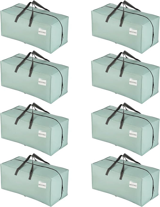 VENO 8 Pack Moving Bags w/Backpack Straps, Moving Boxes & Storage Bins Alternative, Packing Supplies, Camping Accessories Totes, Dorm Room Essentials Storage Bags (Light Green Matte, 8 Pack)