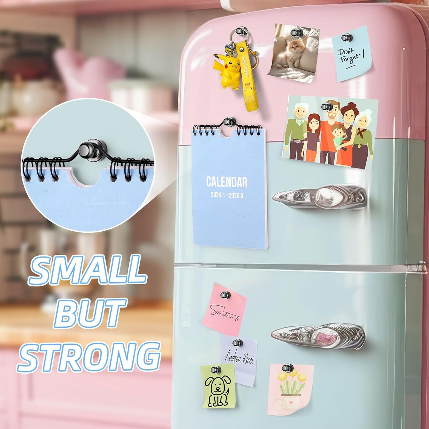 VNDUEEY 40Pcs Fridge Magnets, Black Refrigerator Magnets for Whiteboard, Strong Metal Magnets for Whiteboard, Office, Classroom, Kitchen, Map, Pictures