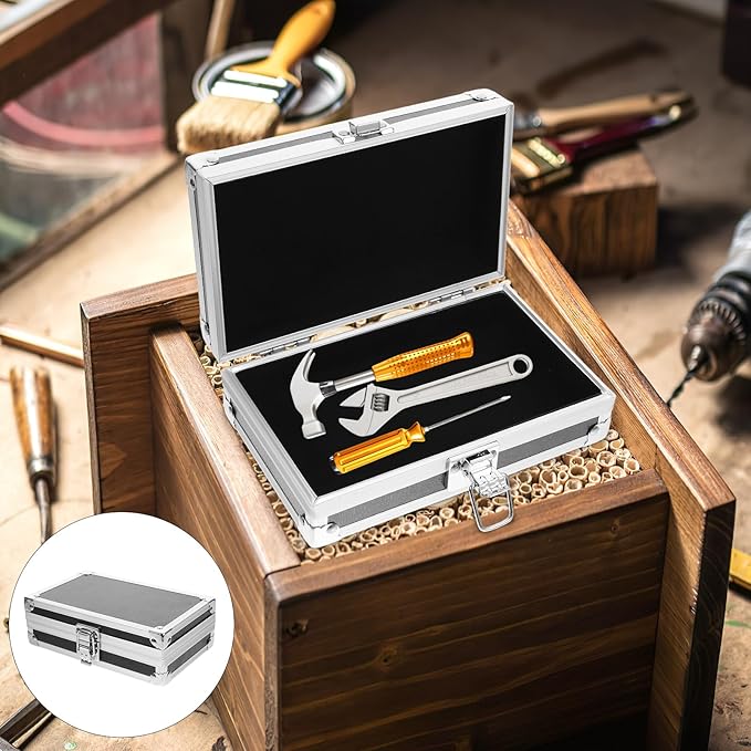 Multipurpose Tool Mini Aluminum Case, 4.2inch Metal Briefcase with Lock, Hard Aluminum Carrying Case for Men, Universal Portable Tool Case for Laptop/Cosmetic/Instrument/DJ, Black