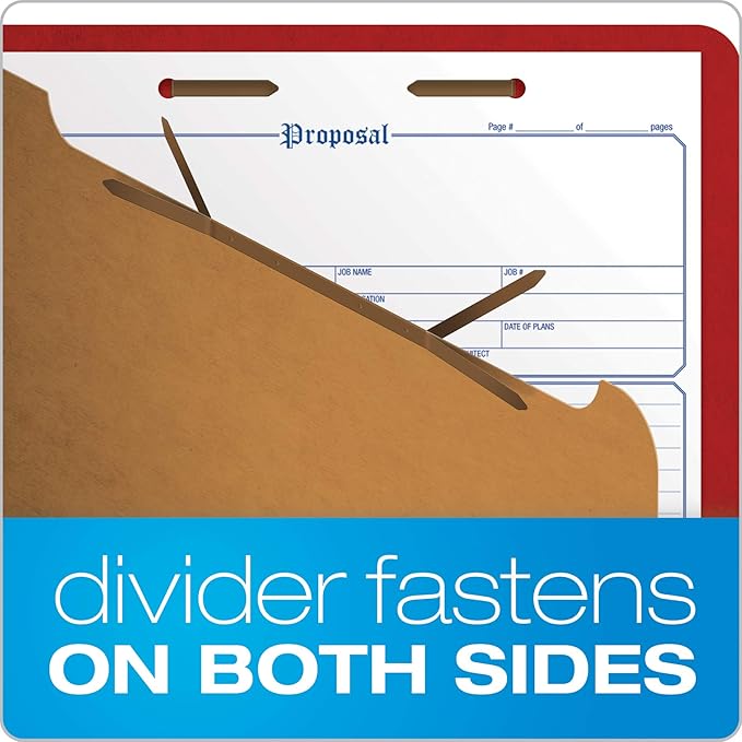 Pendaflex® Classification Folders, Standard, 1 Divider, Embedded Fasteners, 2/5 Cut Tab, Bright Red, Letter, 10/BX (23731) (Pack of 2)