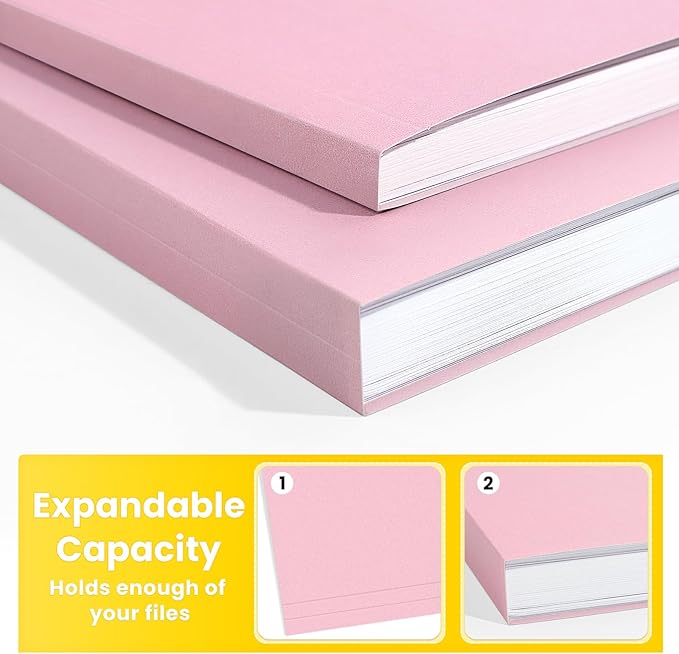SUNEE File Folders, 18 Pack Manilla Folders 8.5 x 11, Colored Folders Office Organization Home School Folders for Documents Files Paper,Pink Color