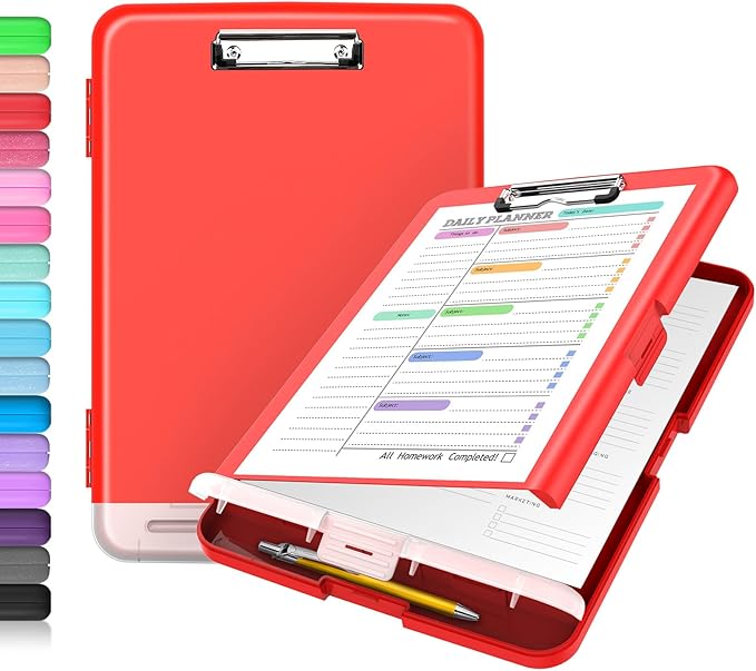 Sooez Clipboard with Storage, High Capacity Nursing Clipboards with Pen Holder, Heavy Duty Plastic Storage Clipboard with Low Profile Clip, Clipboard Folder, Teacher Must Haves, Office Supplies