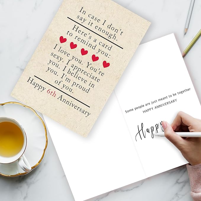 6 Year Anniversary Card Gifts for Him Her,Happy 6th Anniversary Card for Woman Men,Iron Anniversary Card Gifts for Husband Wife,6th Wedding Anniversary Card