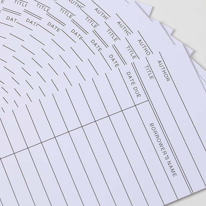 Library Cards, Checkout Catalog Book Card,Library Checkout Index Cards, Due Date NoteCards for Record Keeping (3x5 in,300 Count)