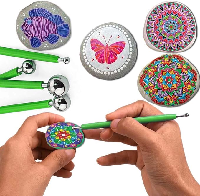 ABenkle 10Pcs Dotting Tools Ball Styluses for Rock Painting, Pottery Clay Modeling Embossing Art Mandala