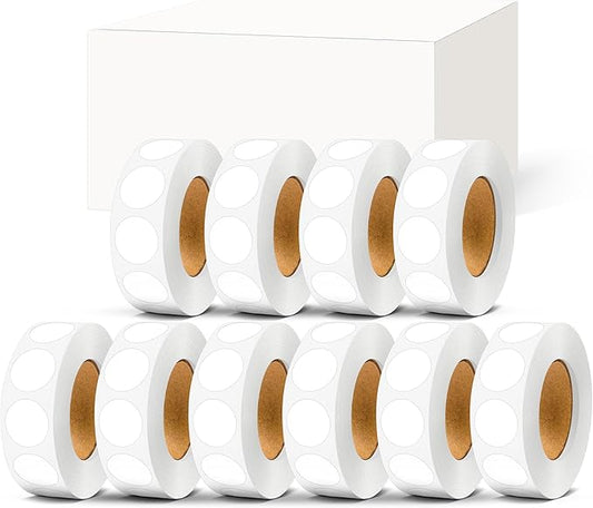 PARLAIM 10 Rolls 3/4" Dot Stickers, 10000 Pack Round Color-Code Circle Labels, White Sticker for Color Coding